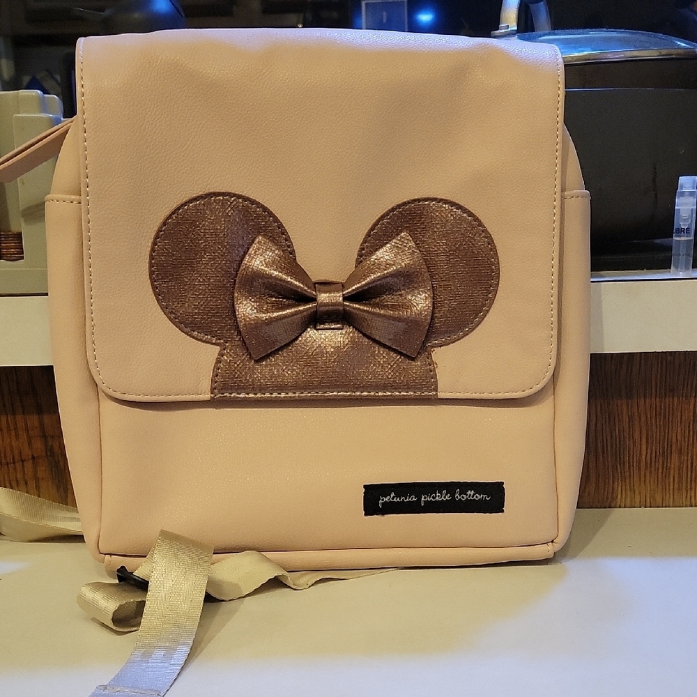 Petunia Pickle Bottom Pink and Metallic Brown Baby Bag